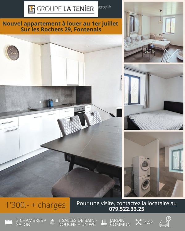 À louer à Fontenais, bel appartement lumineux de 4.5 pièces. 8