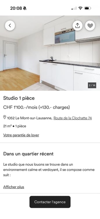 Studio mont sur le Lausanne 2