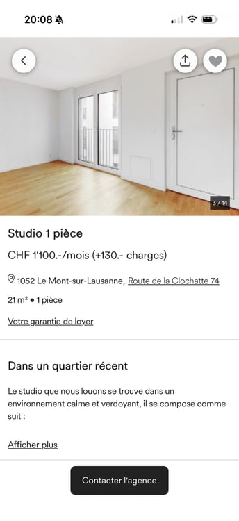 Studio mont sur le Lausanne 3