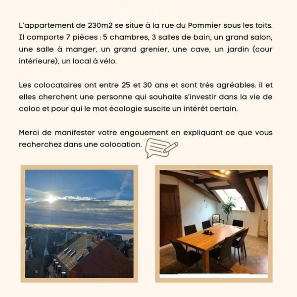 Chambre dans une coloc à 5 3