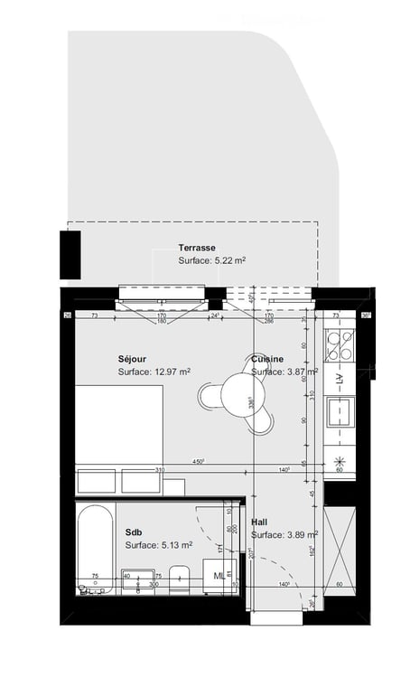 Sion Studio neuf de 33 m² avec pelouse privative 5