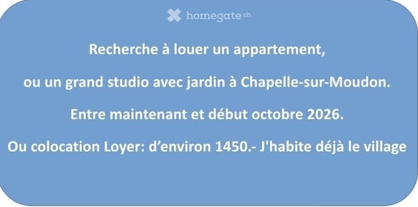 Recherche à Louer appartement à Chapelle-sur-Moudon, environ 18
