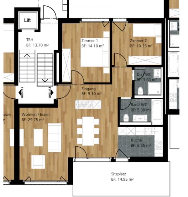 gepflegten 3.5-Zimmer-Wohnung 1