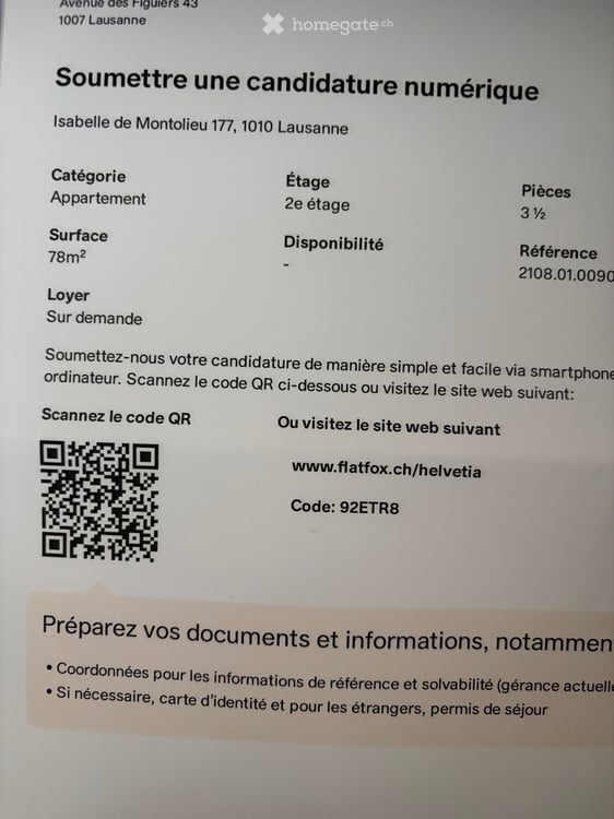 Reprise bail Lausanne 1er novembre 2026, 2.5 pièces, 44 m2 5