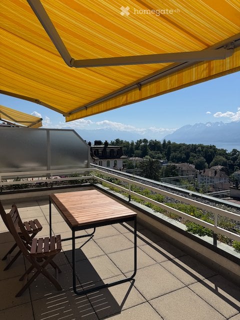 Reprise 2 pièces meublé avec terrasse, vue lac & Alpes 1