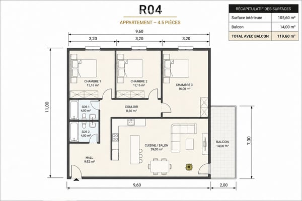 2.5 pièces meublé CHF 2'080. CC, parking intérieur inclus 3