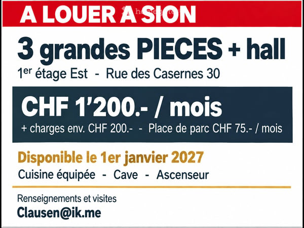 A louer a Sion prés du collége 10