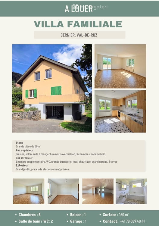 VILLA familiale 2 pièces 120 m2 à Cernier - Val-de-Ruz 1