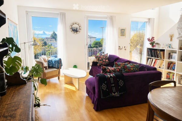 Duplex 33 m², dernier étage, terrasse sud, vue Alpes & lac 1