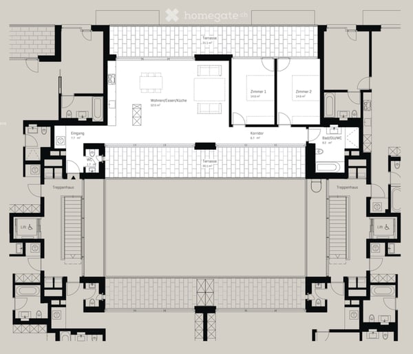 Möblierte 2.5-Zimmer-Wohnung mit zwei Terrassen 5
