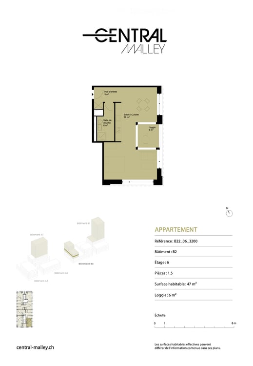 Studio de 50 m² avec loggia à Lausanne Malley 2660 CHF/mois 5