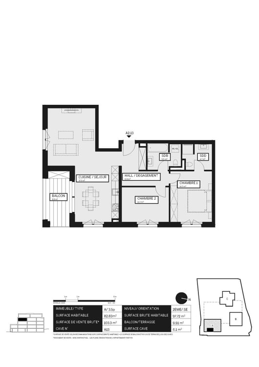 07728 - Appartements/objets isolés 1.5 pièces - 