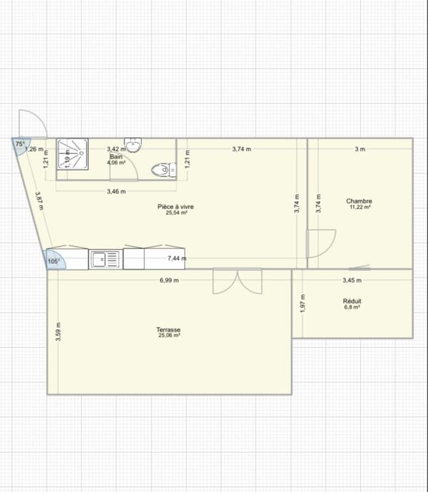 1.5 pièces en attique 9