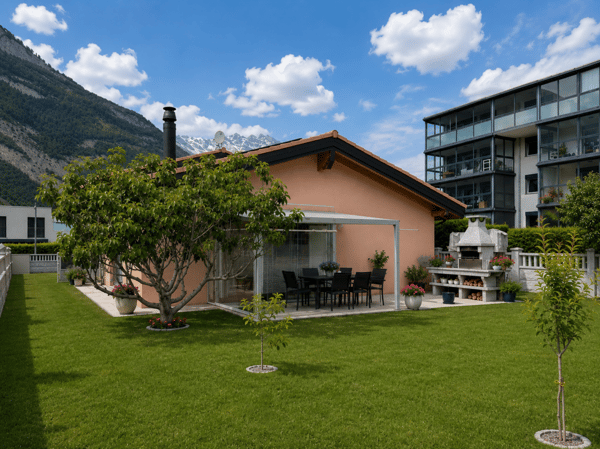 Villa individuelle très spacieuse de 5.5 pcs à Saxon avec joli jardin 3