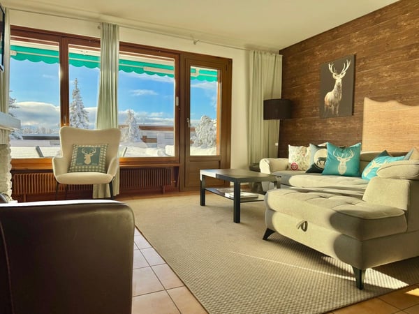 Appartement 1.5 en SI à deux pas du centre de Crans - lumineux avec belle vue et jardin 4