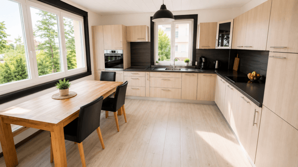 Superbe villa individuelle de 2 logements et disponible aménagé en grand studio, à proximité immédiate du centre d'Yverdon, avec spacieux jardin richement arboré et fleuri 11