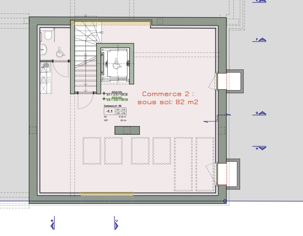 Arcade/bureau/local commercial à louer 100 & 130 m2 env.