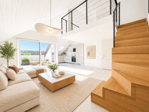 Duplex en attique 3.5 pièces avec terrasse et balcon à Perly