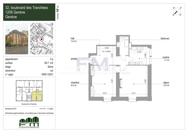 Florissant/Malagnou, Bd des Tranchées - 3 pcs d'env. 70m2 au 2ème étage 12