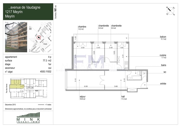 Meyrin, Av. de Vaudagne, 4 pièces au 1er étage, env. 77 m2 13
