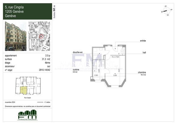 Rue Cingria ? 2 pièces d'env. 31 m² au 4ème étage 13