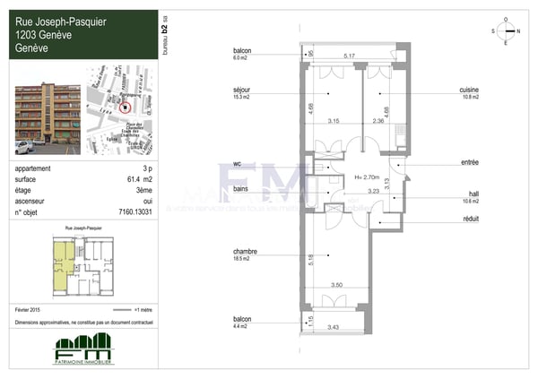 Rue Joseph-Pasquier ? 3 pièces d'env. 61 m² au 3ème étage 4