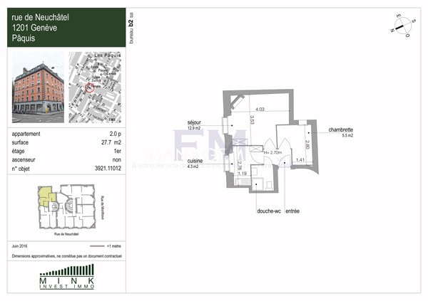 Rue de Neuchâtel ? 2 pièces d'env. 28 m² au 1er étage 9
