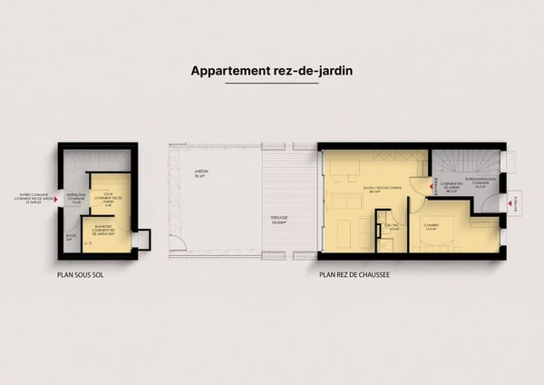 Appartement sur plan, 2 pièces avec jardin privatif et terrasse 1