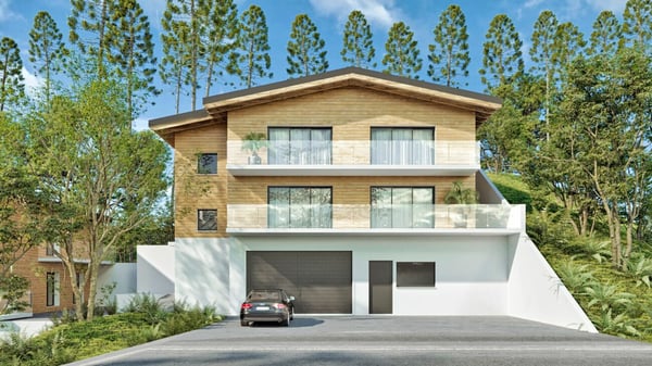 Grand chalet de 1.5 pièces avec sous-sol et garage double, sur plan avec toutes les finitions au gré du preneur. 13