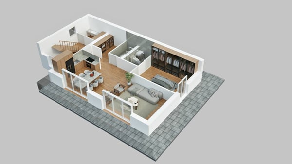 Grand chalet de 1.5 pièces avec sous-sol et garage double, sur plan avec toutes les finitions au gré du preneur. 6