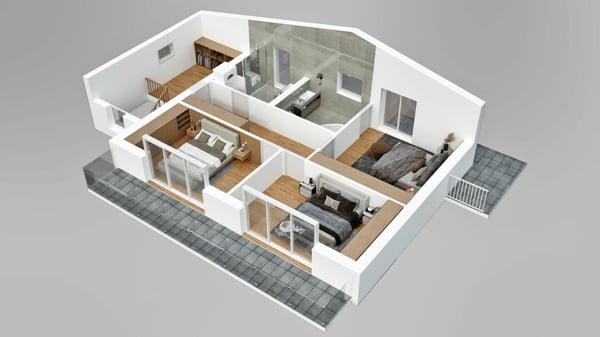 Grand chalet de 1.5 pièces avec sous-sol et garage double, sur plan avec toutes les finitions au gré du preneur. 7