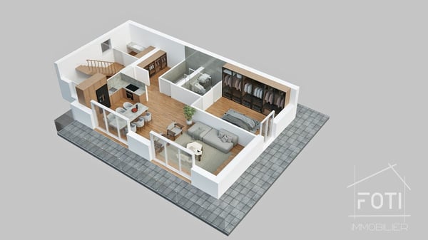 Grand chalet de 5,5 pièces avec sous-sol et garage double, sur plan avec toutes les finitions au gré du preneur. 10