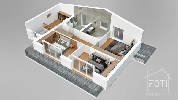 Grand chalet de 5,5 pièces avec sous-sol et garage double, sur plan avec toutes les finitions au gré du preneur. 9