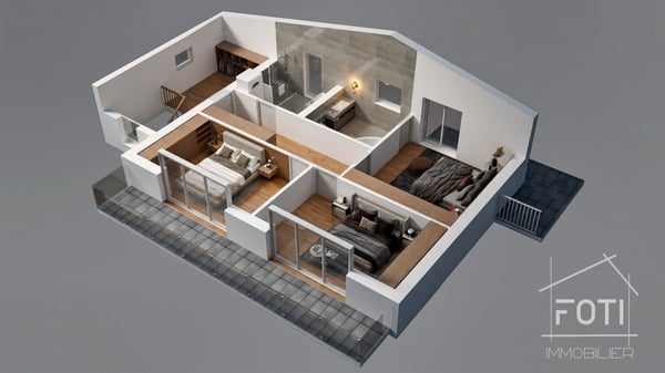 Grand chalet de 5,5 pièces avec sous-sol et garage double, sur plan avec toutes les finitions au gré du preneur. 5