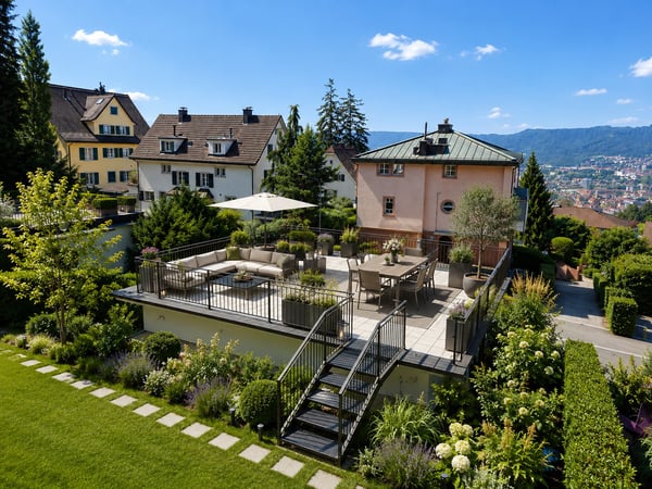 Villa am Zürichberg mit Blick auf die Stadt, See und Berge 7