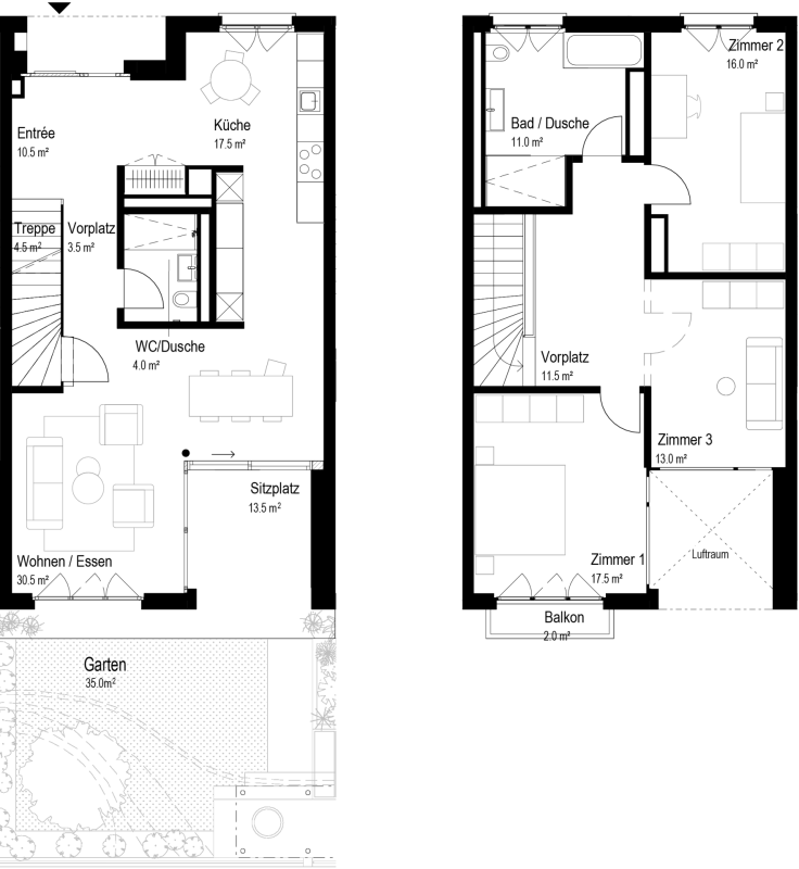 Ihr Rückzugsort im Herzen von Reinach: Maisonette mit eigenem Garten