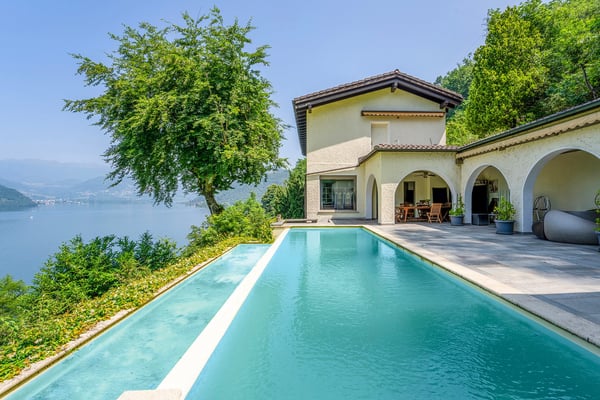 Villa mediterranea con piscina a Morcote