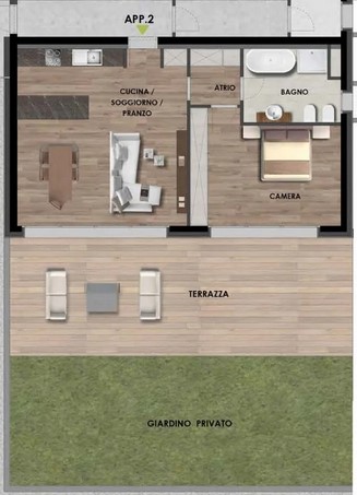 Appartamento 2.5 locali con giardino e vista lago 2