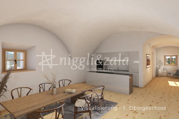 Historisches Engadinerhaus im Dorfkern mit Gartenparzelle und Erneuerungspotenzial 1