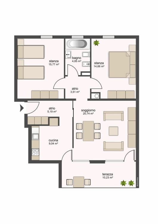 6100 Bellinzona, Via Ghiringhelli 23e, appartamento 216 5