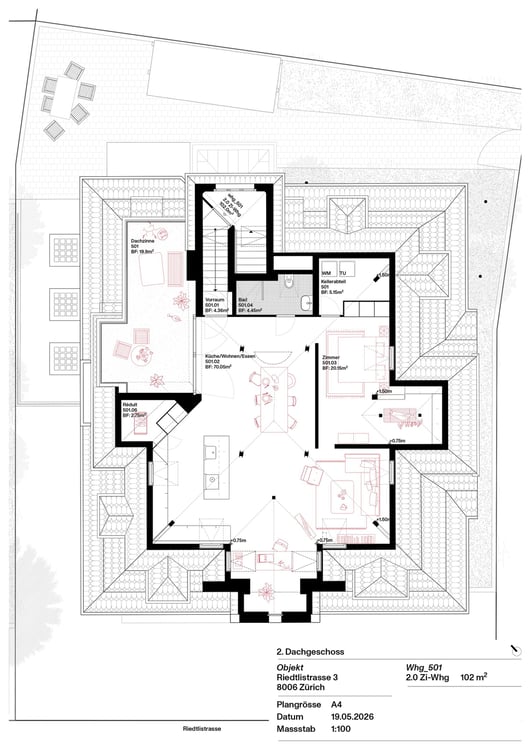 Exklusive Loftwohnung mit 20m2 Dachterrasse nähe Schaffhauserplatz 15