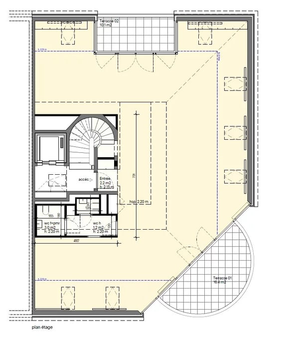 Bureaux entièrement rénovés en attique avec 2 terrasses 12
