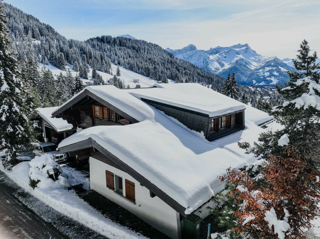 Three-story chalet in the residential complex with panoramic views of the Alps.