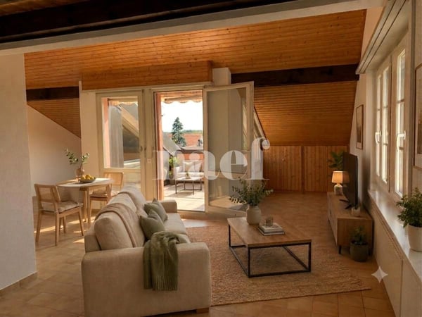 Charmant appartement duplex de 3 pièces dans les combles avec balcon et vue campagne 3