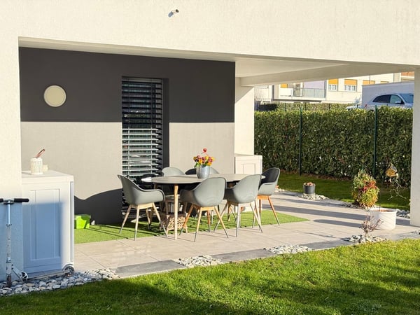 1.5 pièces en rez-de-chaussée avec terrasses et garage sécurisé – Vétroz 1