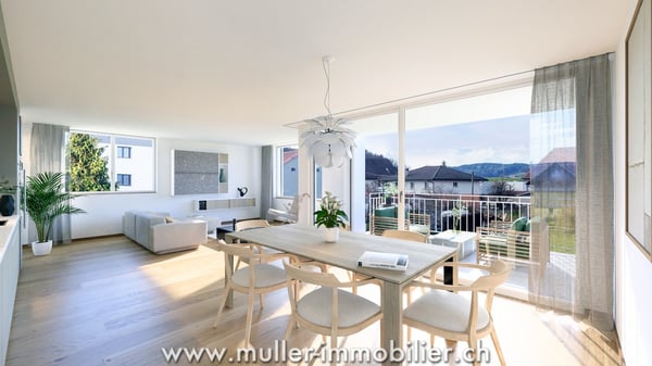 Appartement 1.5 pièces avec balcon et vue dégagée à 5 min de Romont 2