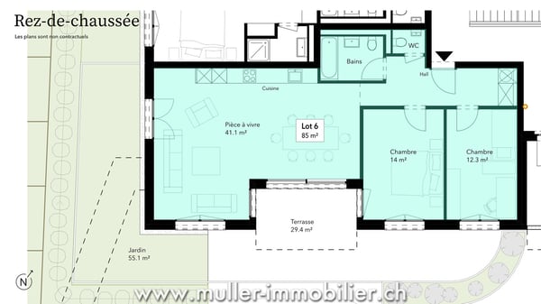 3,5 pièces avec terrasse et jardin, cadre paisible à 4 min d'Ursy 4