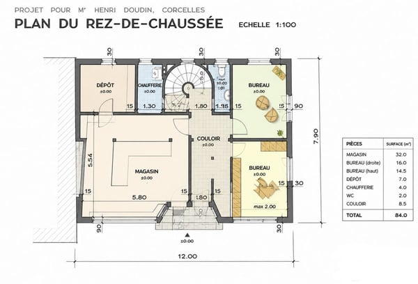 Immeuble de 2 appartements, un local commercial - 2 chambres- 2 places de parc et un garage/ Terrasse au centre du village 9