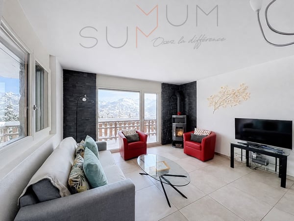 Crans-Montana, 3.5 pièces rénové avec jardin, à deux pas du centre