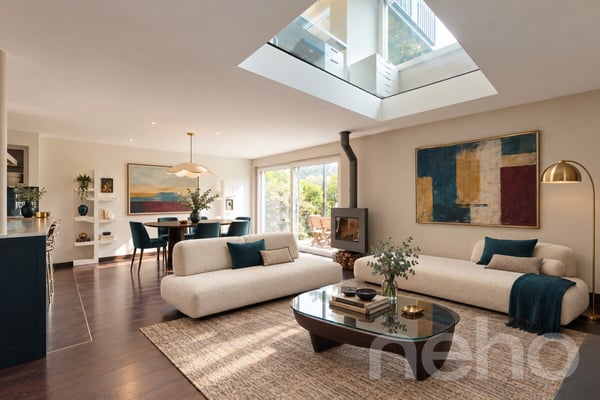 Superbe duplex contemporain : L'espace et le jardin d'une maison
